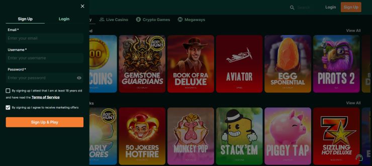 TG Casino Step 2 Register an Account