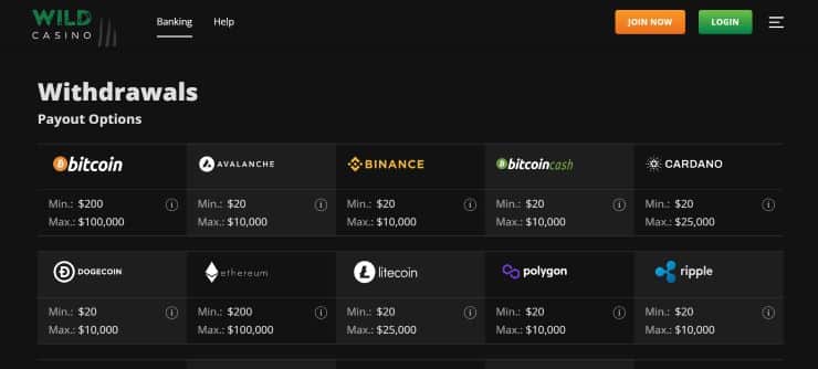 Wild Casino Payout and Withdrawal Methods
