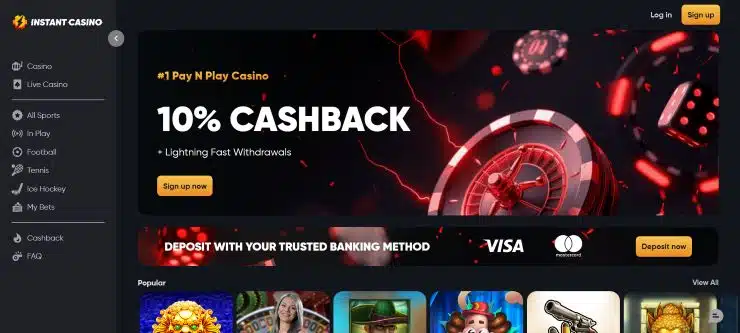 Instant Casino - Casino zonder Cruks, maar mét zowel crypto- als fiat-betaalmethoden