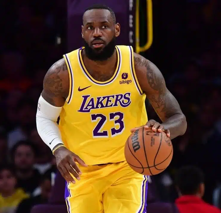 a photo of LeBron James dribbling