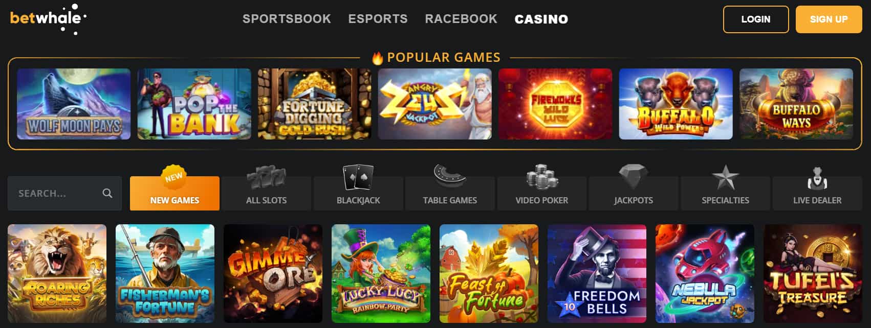 online casinos betwhale games
