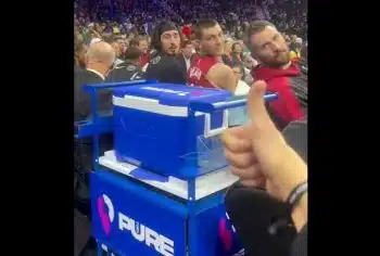 Heat Fan Breaks News of Jimmy Butler Trade to Miami Bench During Game
