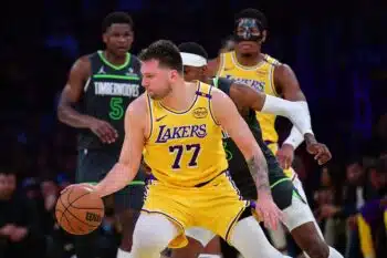 Doncic dribbles against Wolves