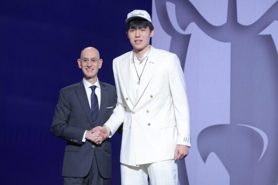 Hansen Yang with Adam Silver