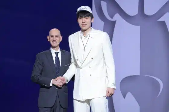 Hansen Yang with Adam Silver