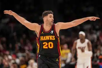 Georges Niang celebrates making a shot