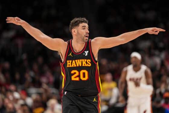 Georges Niang celebrates making a shot