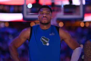 Giannis stands before a game
