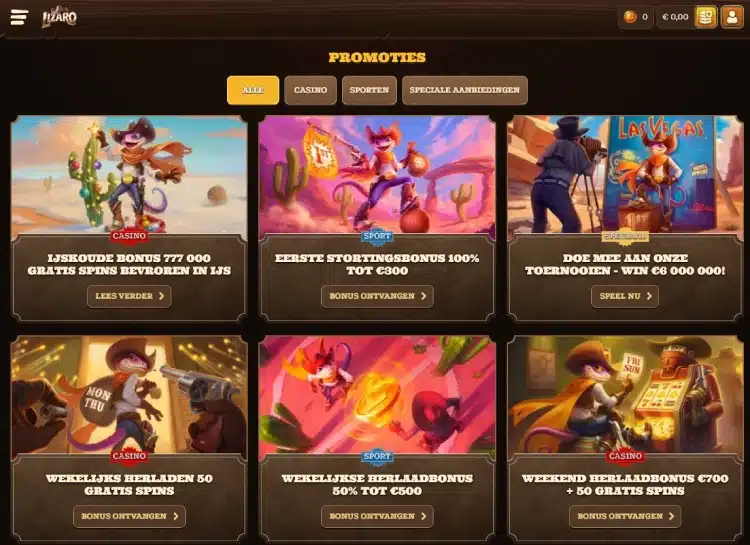 Lizaro bonussen, casino zonder Cruks